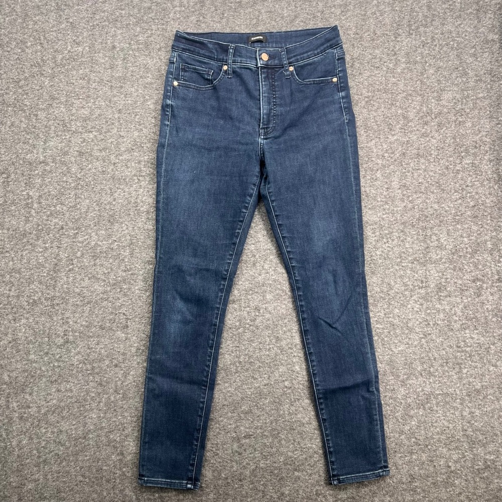 Express Womens High Rise Skinny Dark Wash Denim Jeans Indigo Stretch work